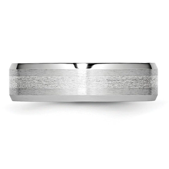 Cobalt Sterling Silver Satin and Polished Beveled Edge Band