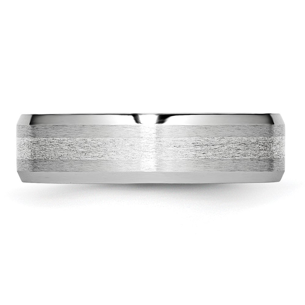 Cobalt Sterling Silver Satin and Polished Beveled Edge Band