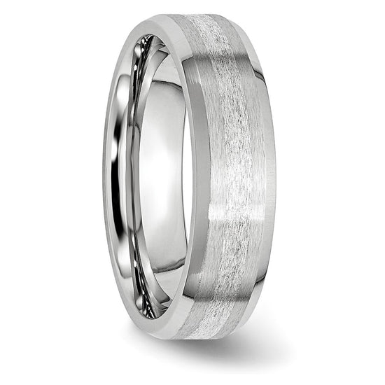 Cobalt Sterling Silver Satin and Polished Beveled Edge Band