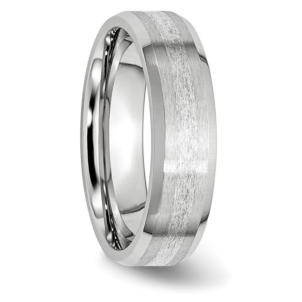 Cobalt Sterling Silver Satin and Polished Beveled Edge Band