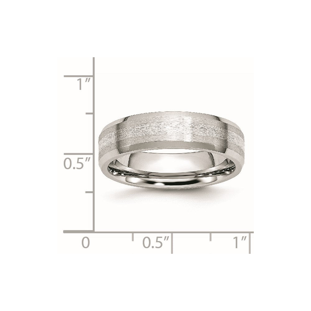 Cobalt Sterling Silver Satin and Polished Beveled Edge Band