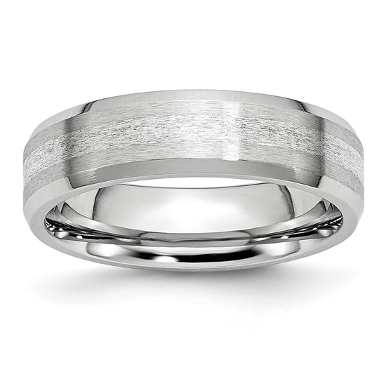 Cobalt Sterling Silver Satin and Polished Beveled Edge Band