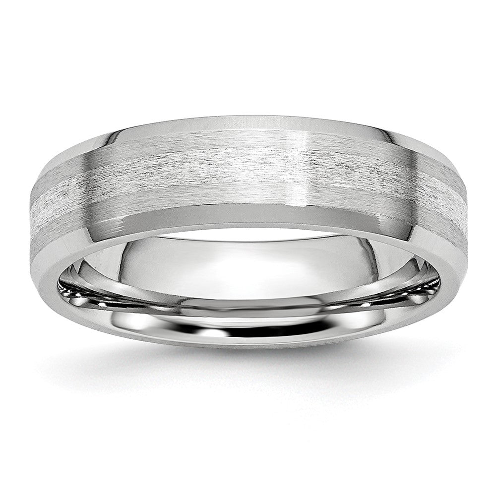 Cobalt Sterling Silver Satin and Polished Beveled Edge Band