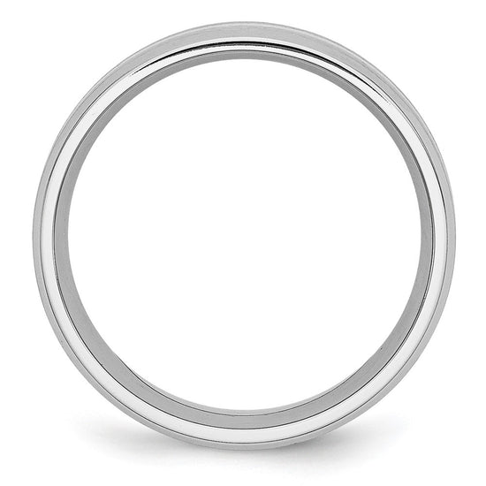 Cobalt Sterling Silver Satin and Polished Beveled Edge Band
