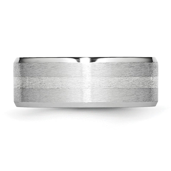 Cobalt Sterling Silver Satin and Polished Beveled Edge Band