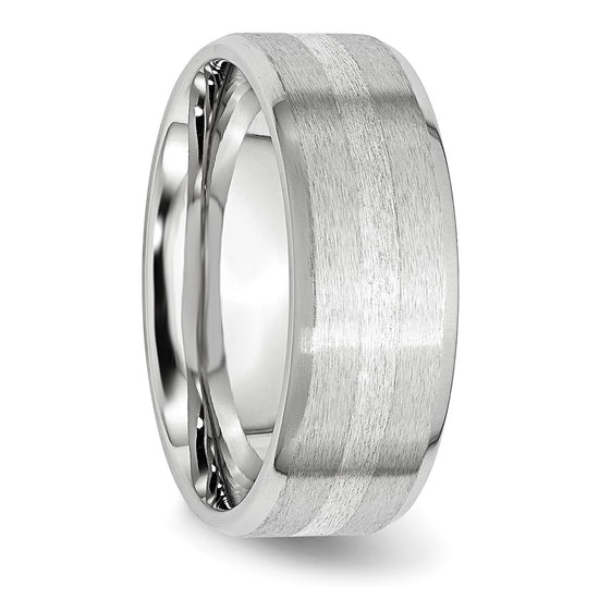 Cobalt Sterling Silver Satin and Polished Beveled Edge Band