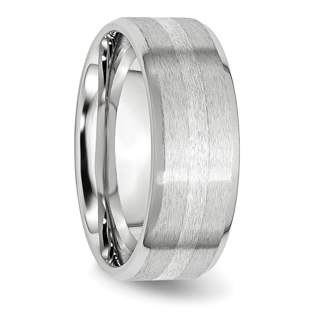 Cobalt Sterling Silver Satin and Polished Beveled Edge Band