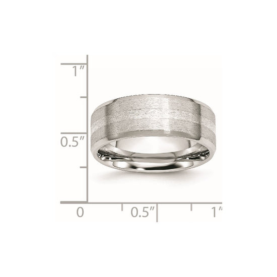 Cobalt Sterling Silver Satin and Polished Beveled Edge Band