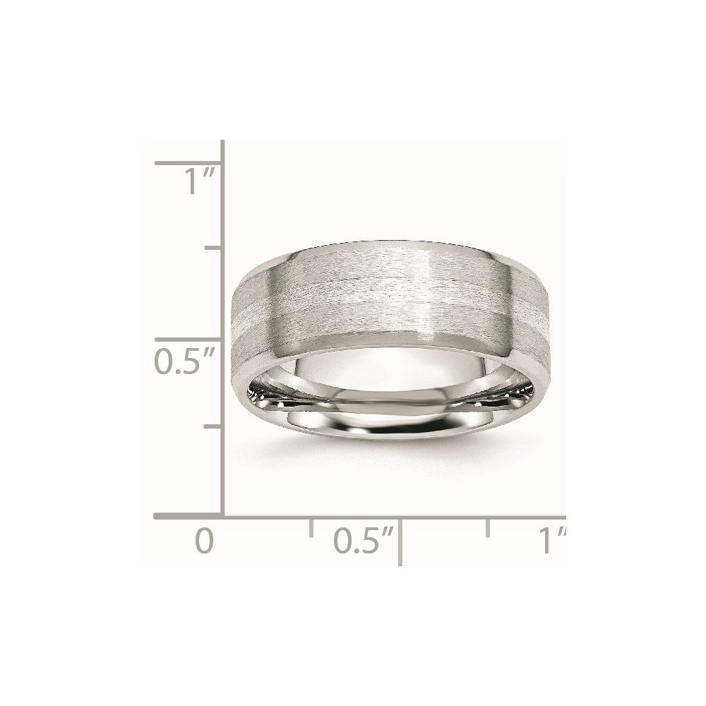 Cobalt Sterling Silver Satin and Polished Beveled Edge Band