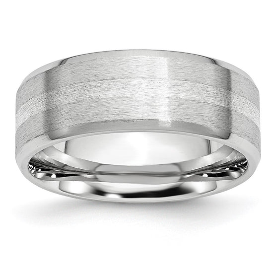 Cobalt Sterling Silver Satin and Polished Beveled Edge Band