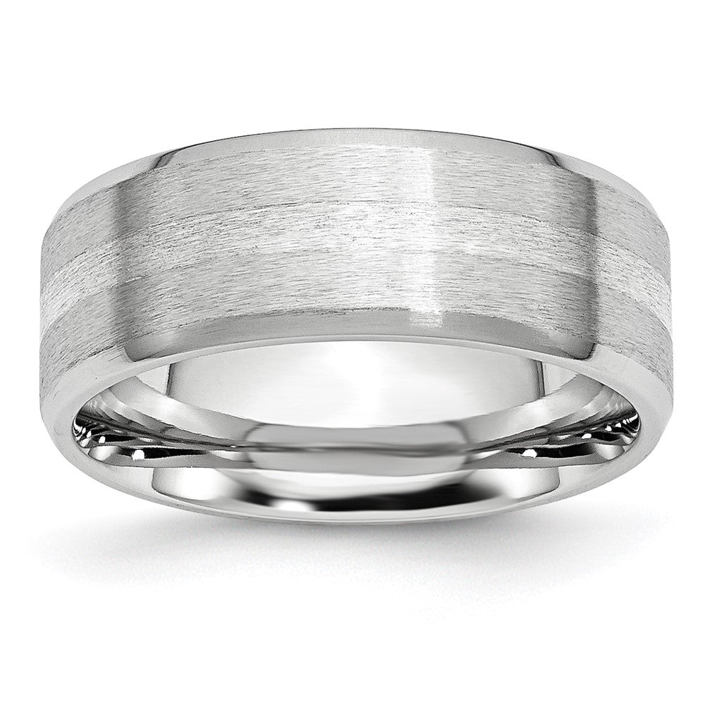 Cobalt Sterling Silver Satin and Polished Beveled Edge Band