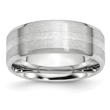 Cobalt Sterling Silver Satin and Polished Beveled Edge Band