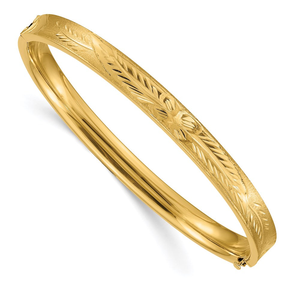 Gold Diamond-Cut Concave Hinged Bangles
