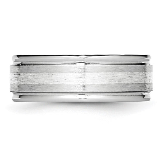Cobalt Sterling Silver Satin Inlay Polished Band