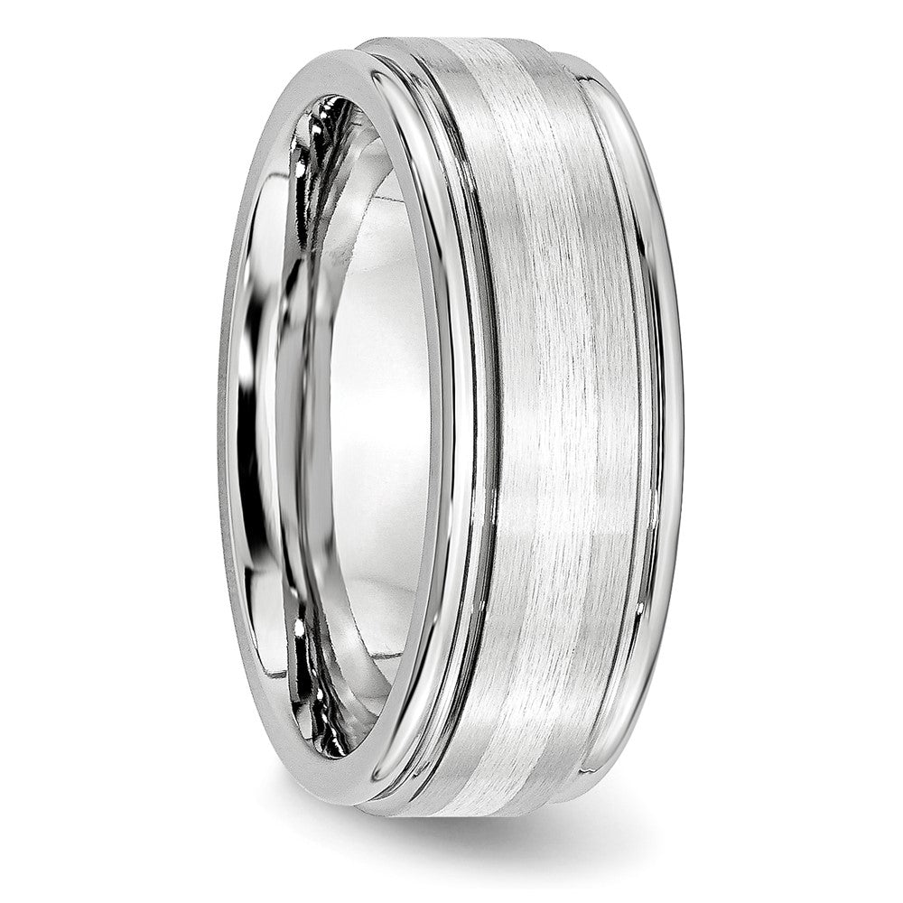 Cobalt Sterling Silver Satin Inlay Polished Band
