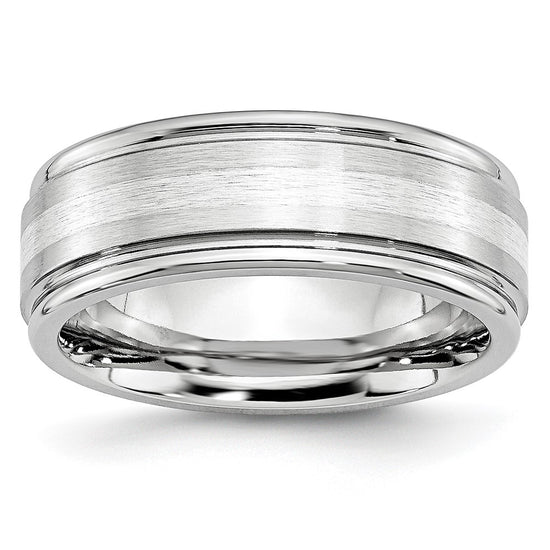 Cobalt Sterling Silver Satin Inlay Polished Band