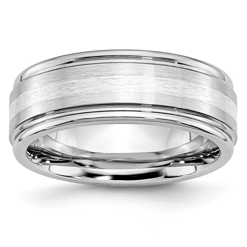 Cobalt Sterling Silver Satin Inlay Polished Band