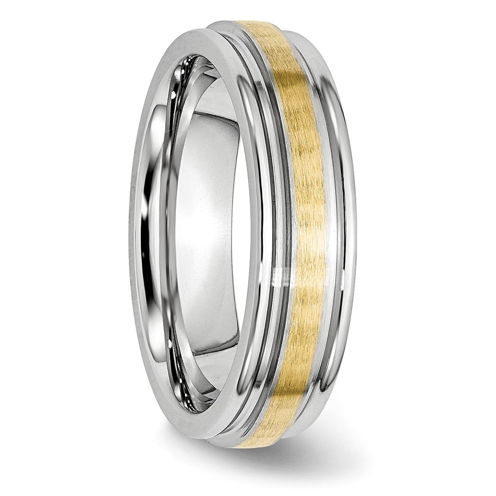 Chisel Cobalt 14k Gold Inlay Satin and Polished 6mm Band