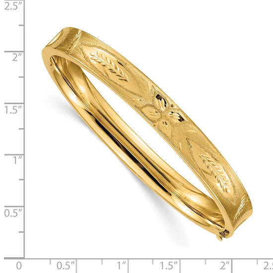 Gold Diamond-Cut Concave Hinged Bangles