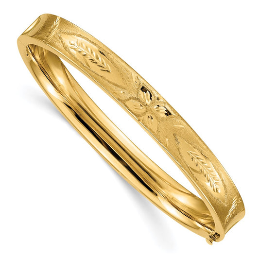 Gold Diamond-Cut Concave Hinged Bangles