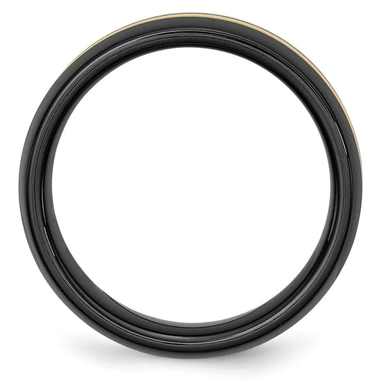 Chisel Ceramic Black with14k Gold Polished Inlay 8mm Band