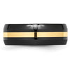 Chisel Ceramic Black with14k Gold Polished Inlay 8mm Band