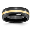 Chisel Ceramic Black with14k Gold Polished Inlay 8mm Band