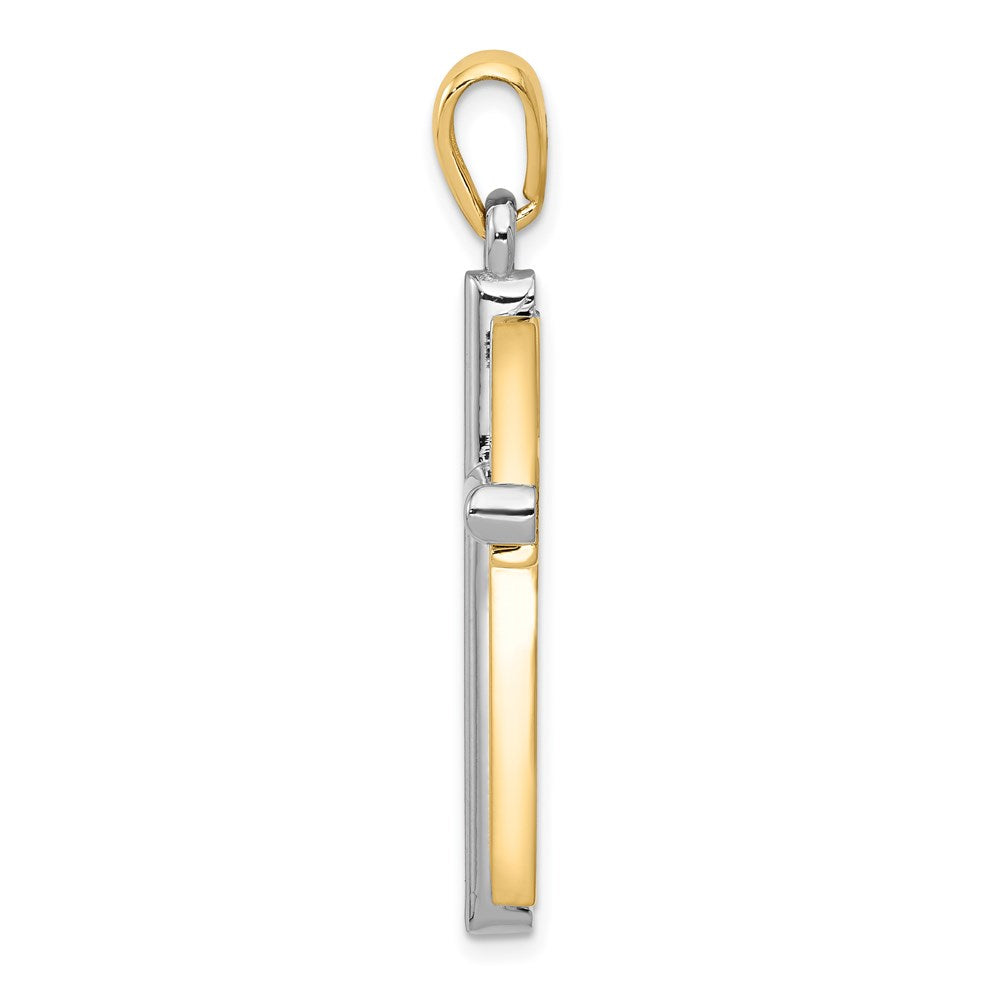 Gold Polished Beveled Framed Cross Pendant
