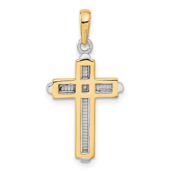 Gold Polished Beveled Framed Cross Pendant