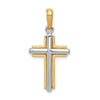 Gold Polished Beveled Framed Cross Pendant