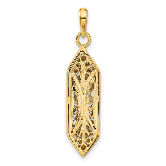 14K and White Rhodium Mezuzah with Shin Charm