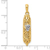 14K and White Rhodium 3-D Mezuzah with Shin Charm