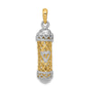 14K Two-Tone 3-D Mezuzah with Shin Charm