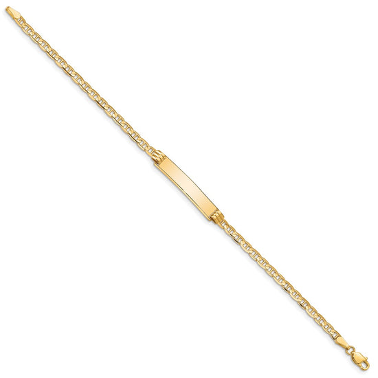 14k Polished Solid Chain/Solid Plate Anchor Link 25x5mm Plate 8 inch ID Bracelet