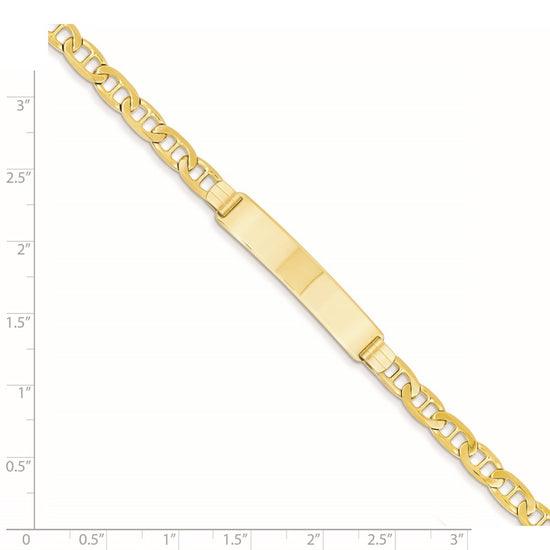 14k Polished Solid Chain/Solid Plate Anchor Link 34x7mm Plate 7 inch ID Bracelet
