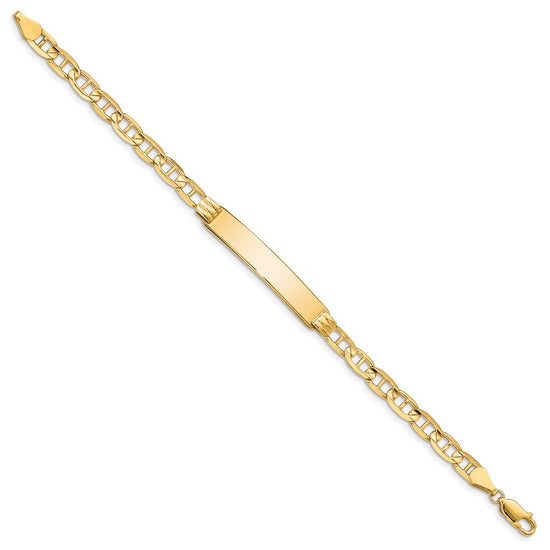 14k Polished Solid Chain/Solid Plate Anchor Link 34x7mm Plate 7 inch ID Bracelet