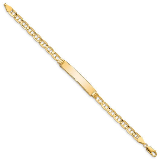 14k Polished Solid Chain/Solid Plate Anchor Link 34x7mm Plate 7 inch ID Bracelet