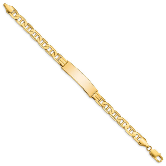 14k Polished Solid Chain/Solid Plate Anchor Link 37x10mm Plate 8 inch ID Bracelet