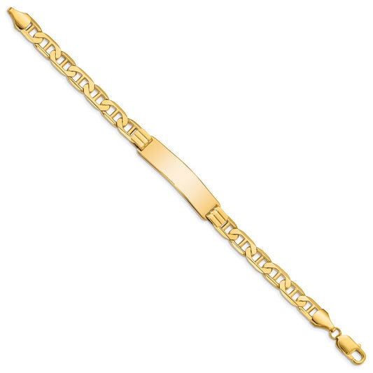 14k Polished Solid Chain/Solid Plate Anchor Link 37x10mm Plate 8 inch ID Bracelet