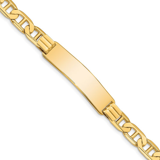 14k Polished Solid Chain/Solid Plate Anchor Link 37x10mm Plate 8 inch ID Bracelet