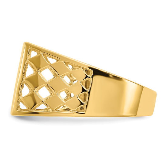 14k 12.5x12.0mm Open Back Mens Signet Ring