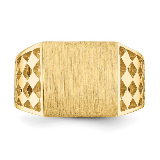 14k 12.5x12.0mm Open Back Mens Signet Ring