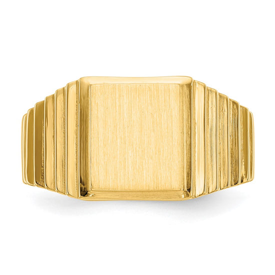 14k 8.5x10.0mm Open Back Mens Signet Ring