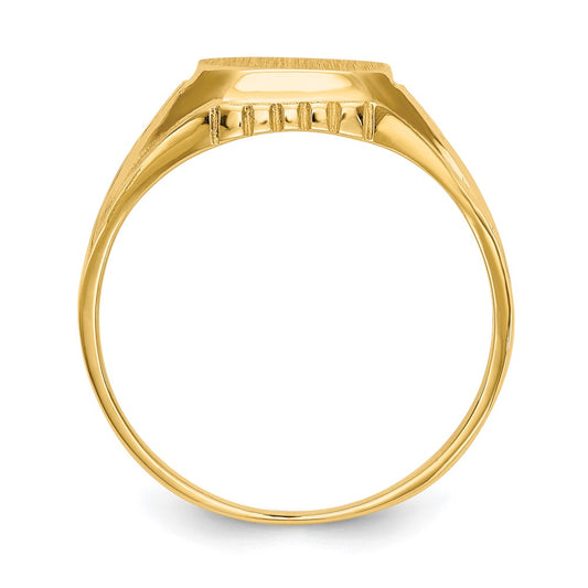 14k 9.0x9.0mm Open Back Floral Signet Ring
