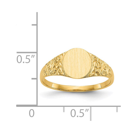 14k 7.0x8.0mm Oval Closed Back Signet Ring