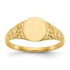 14k 7.0x8.0mm Oval Closed Back Signet Ring
