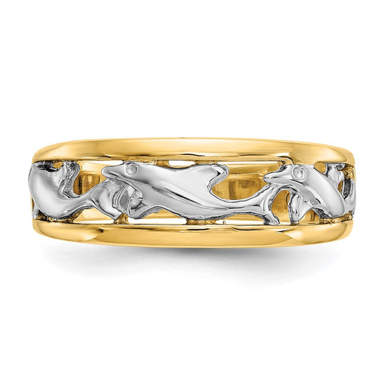 Gold Polished Dolphin Rings