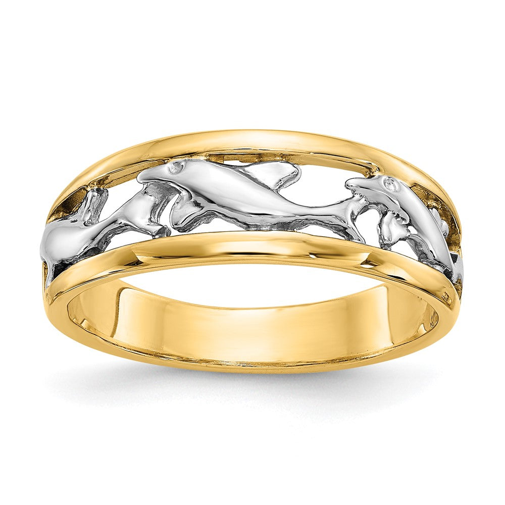 Gold Polished Dolphin Rings