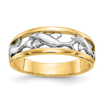 Gold Polished Dolphin Rings