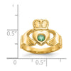 14k Imitation Green Stone Claddagh Ring